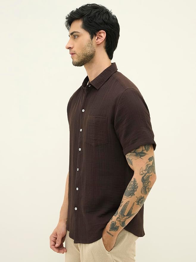 Linen Shirts for Men's | Linen Blend Shirt with Full Sleeve | Spread Collar with Comfort Fit | Button Closure for Casual Wear - Image 3
